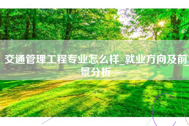 交通管理工程专业怎么样_就业方向及前景分析